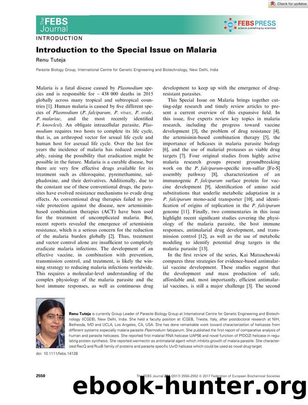 Introduction to the Special Issue on Malaria by Unknown