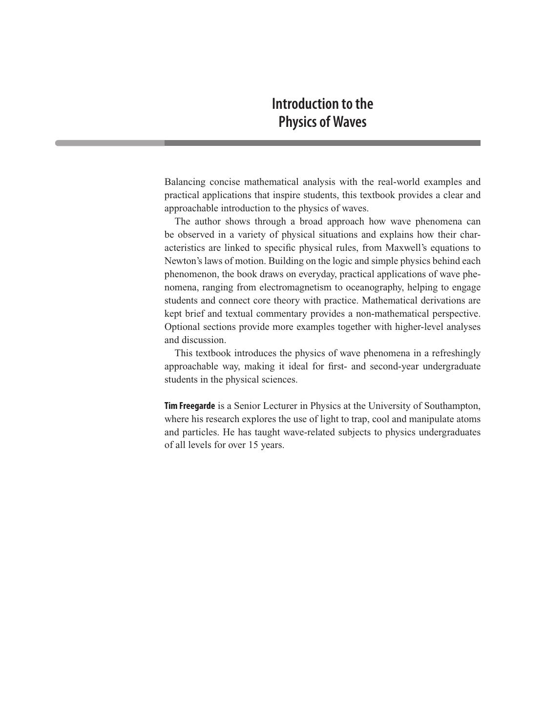 Introduction to the physics of waves by Tim Freegarde