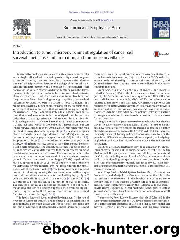 Introduction to tumor microenvironment regulation of cancer cell survival, metastasis, inflammation, and immune surveillance by Gregg L. Semenza & Peter P. Ruvolo