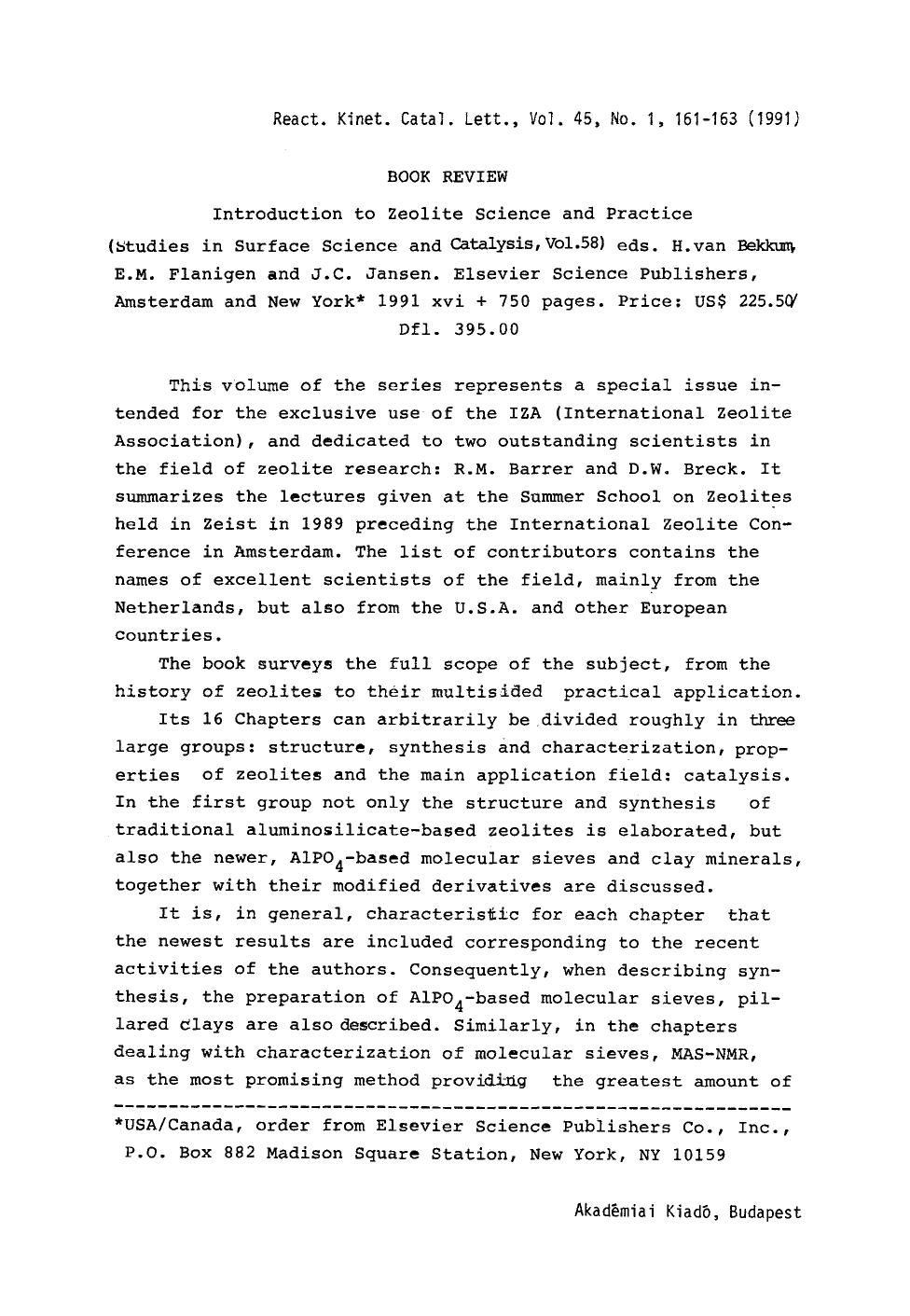Introduction to zeolite science and practice by Unknown