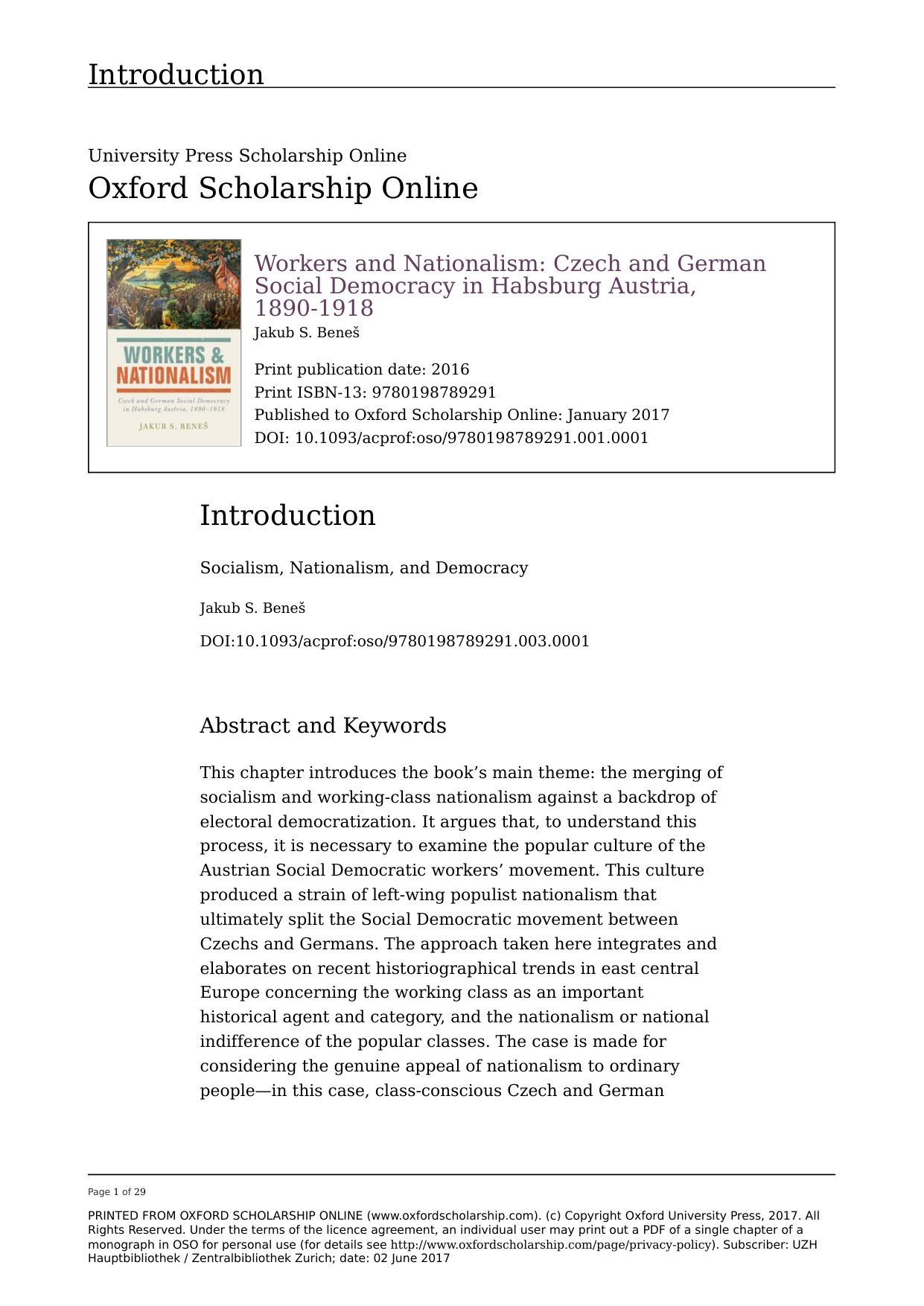 IntroductionSocialism, Nationalism, and Democracy - Oxford Scholarship by Unknown
