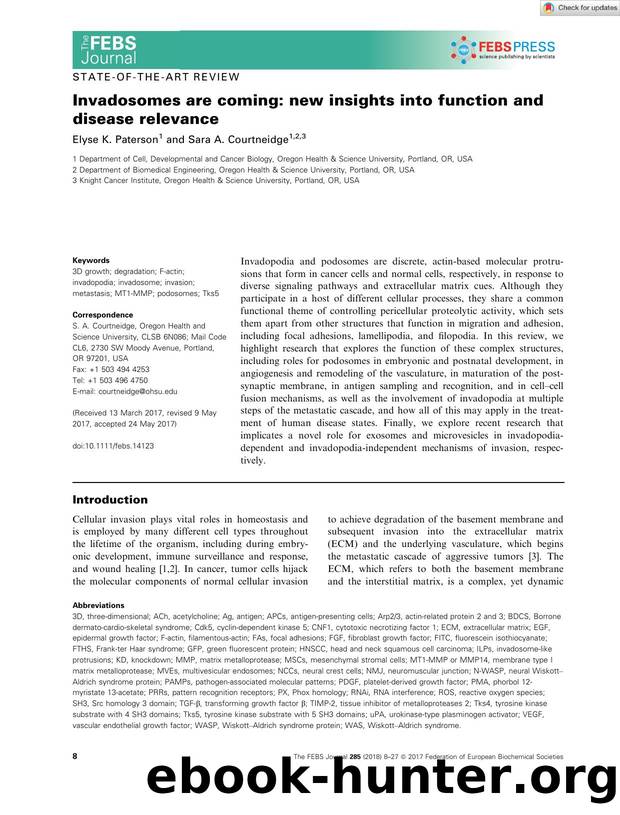Invadosomes are coming: new insights into function and disease relevance by Unknown