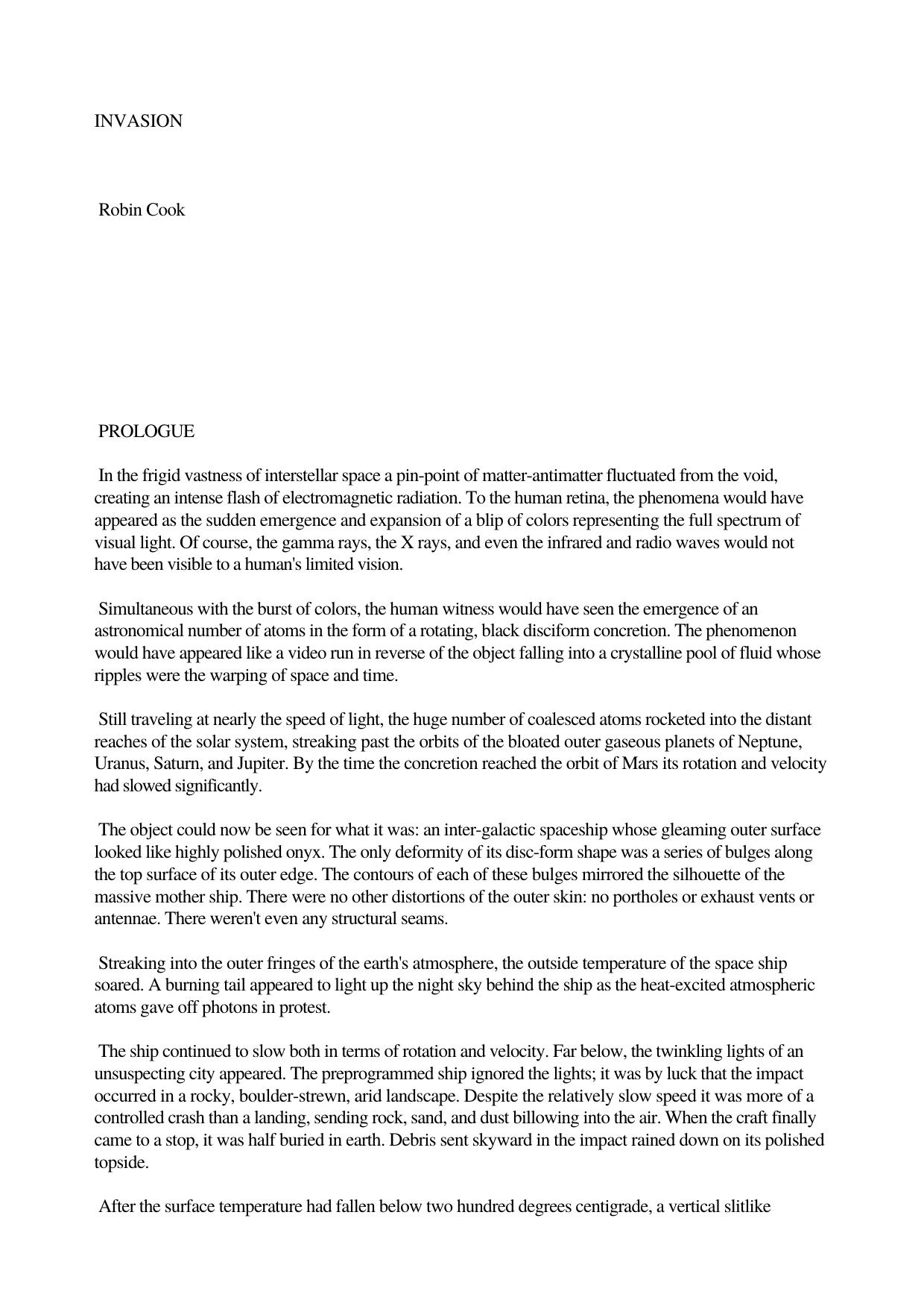 Invasion By Robin Cook by Unknown