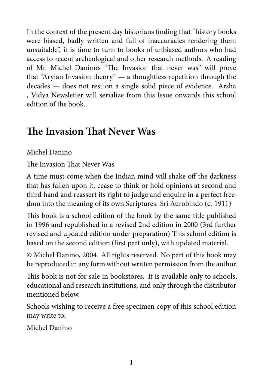 Invasion That Never Was by Michel Danino