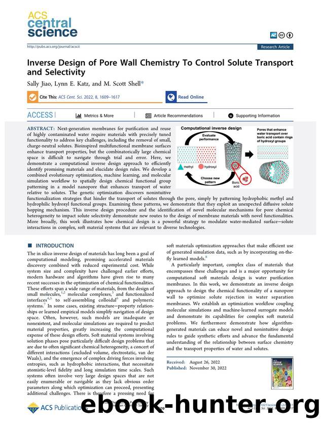 Inverse Design of Pore Wall Chemistry To Control Solute Transport and Selectivity by unknow