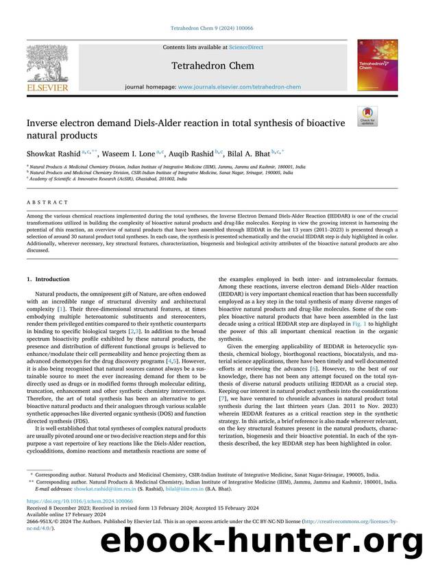 Inverse electron demand Diels-Alder reaction in total synthesis of bioactive natural products by Showkat Rashid