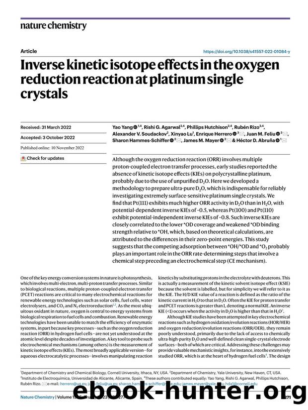Inverse kinetic isotope effects in the oxygen reduction reaction at platinum single crystals by unknow