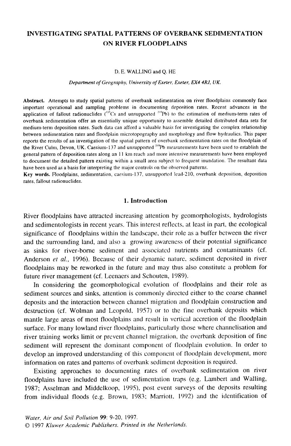 Investigating spatial patterns of overbank sedimentation on river floodplains by Unknown