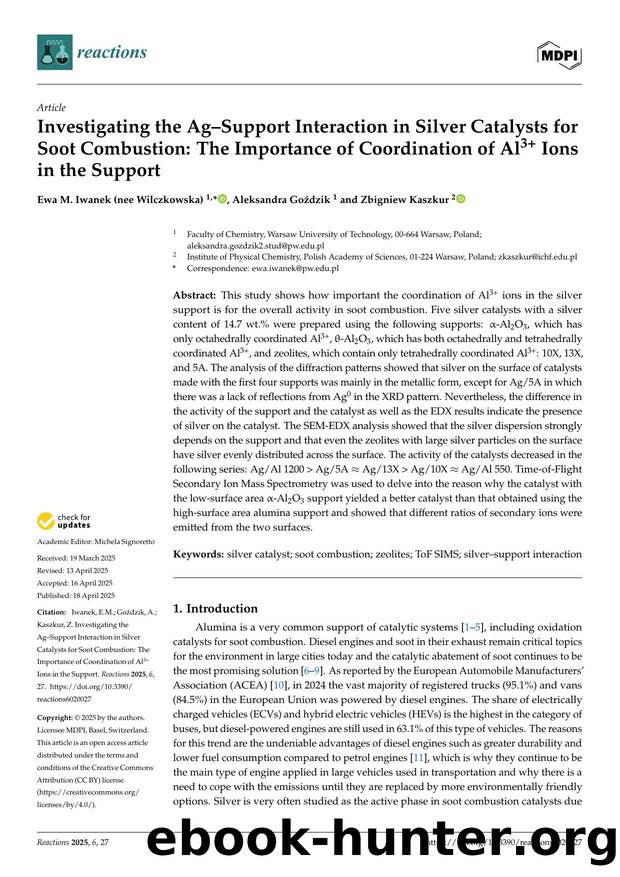 Investigating the AgâSupport Interaction in Silver Catalysts for Soot Combustion: The Importance of Coordination of Al3+ Ions in the Support by Ewa M. Iwanek (nee Wilczkowska) Aleksandra Goździk & Zbigniew Kaszkur