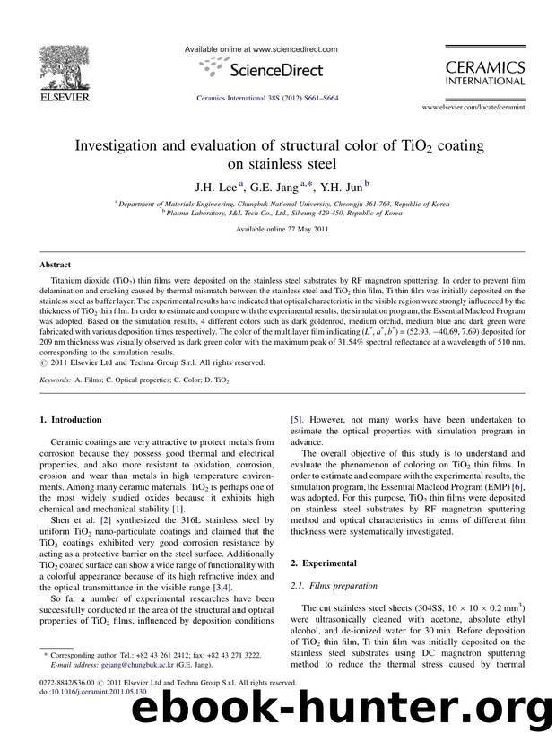 Investigation and evaluation of structural color of TiO2 coating on stainless steel by J.H. Lee