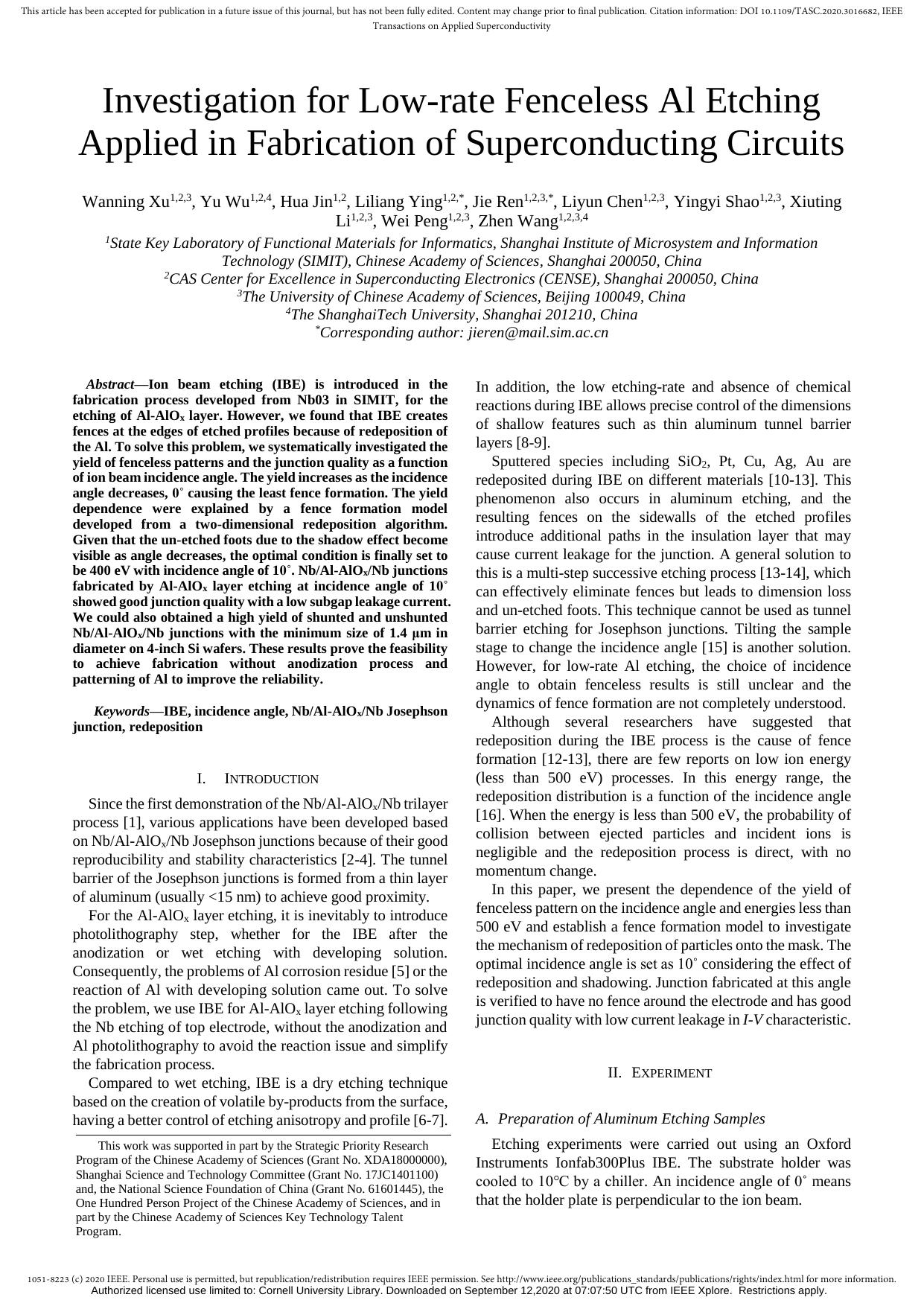 Investigation for Low-rate Fenceless Al Etching Applied in Fabrication of Superconducting Circuits by Unknown