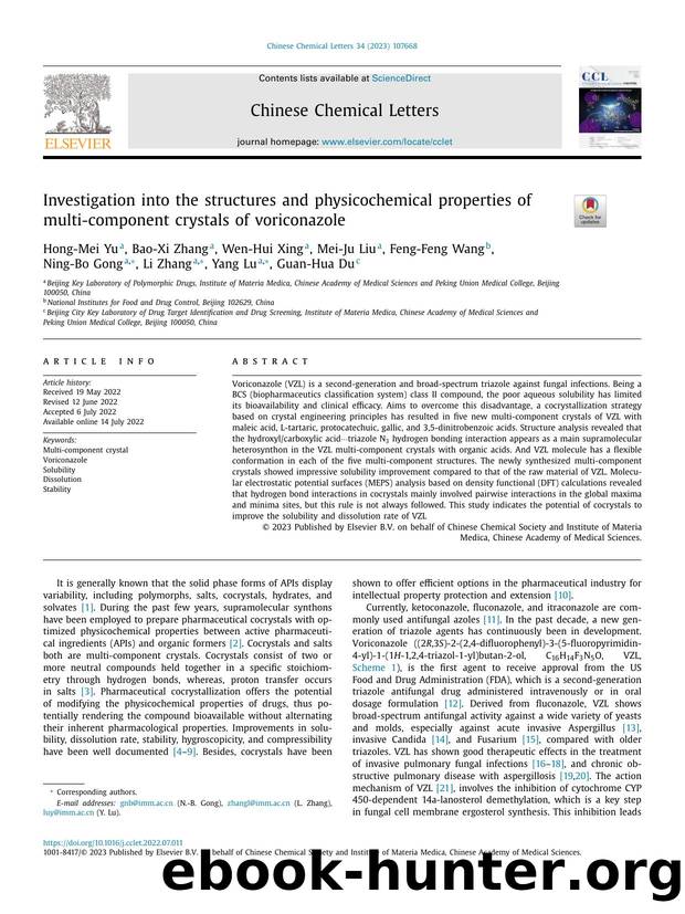 Investigation into the structures and physicochemical properties of multi-component crystals of voriconazole by unknow