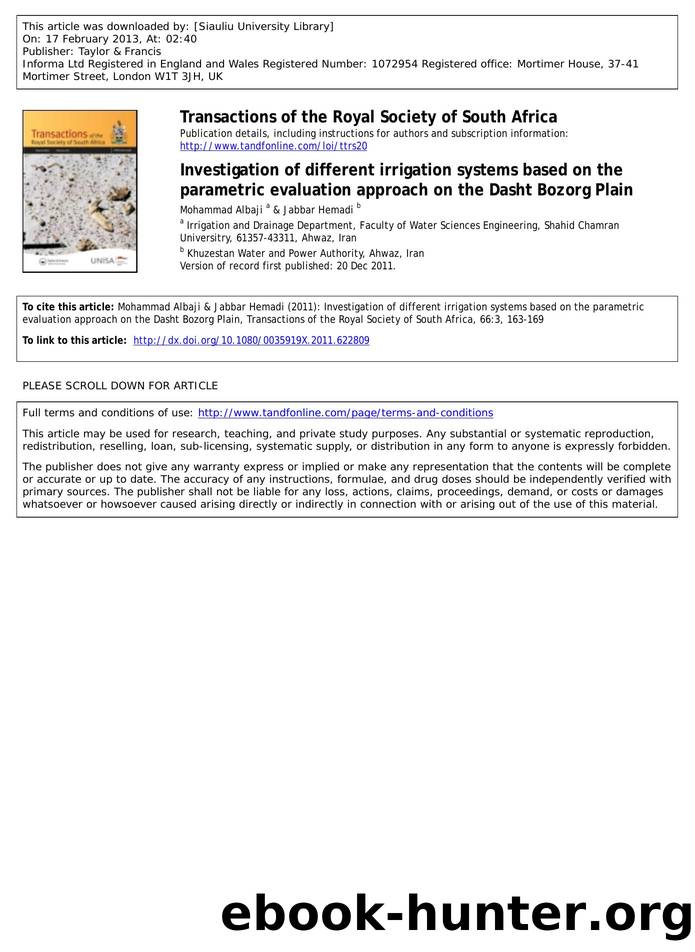 Investigation of different irrigation systems based on the parametric evaluation approach on the Dasht Bozorg Plain by Mohammad Albaji & Jabbar Hemadi