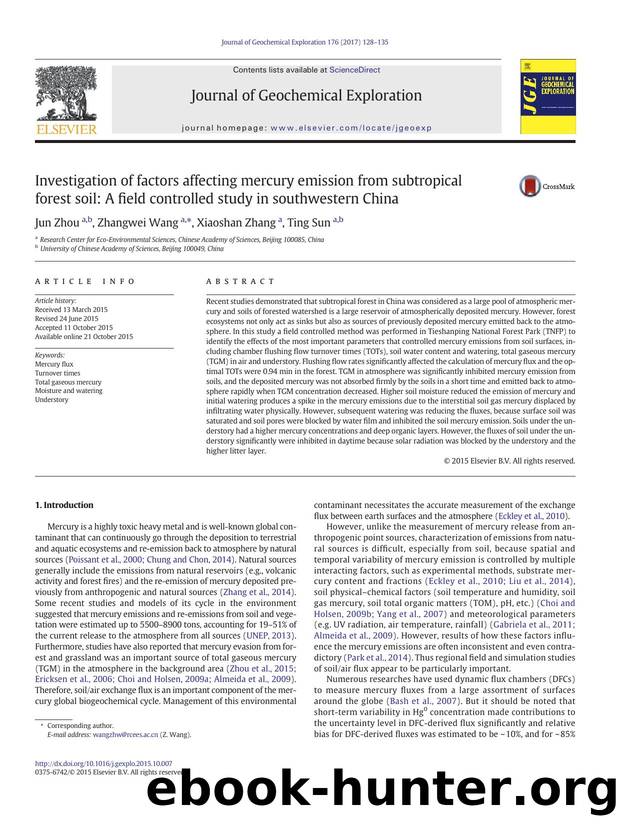 Investigation of factors affecting mercury emission from subtropical forest soil: A field controlled study in southwestern China by Jun Zhou & Zhangwei Wang & Xiaoshan Zhang & Ting Sun