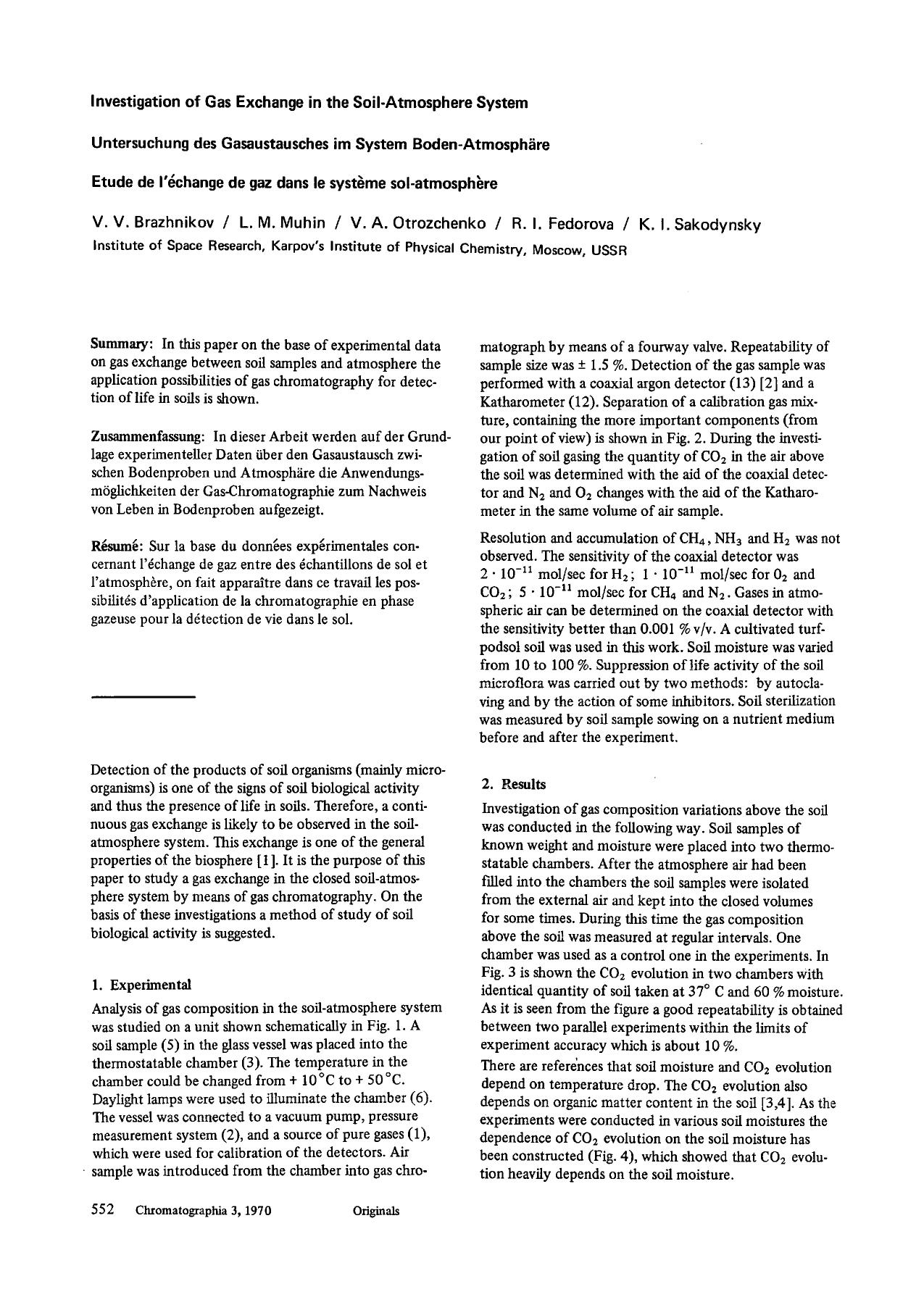 Investigation of gas exchange in the soil-atmosphere system by Unknown