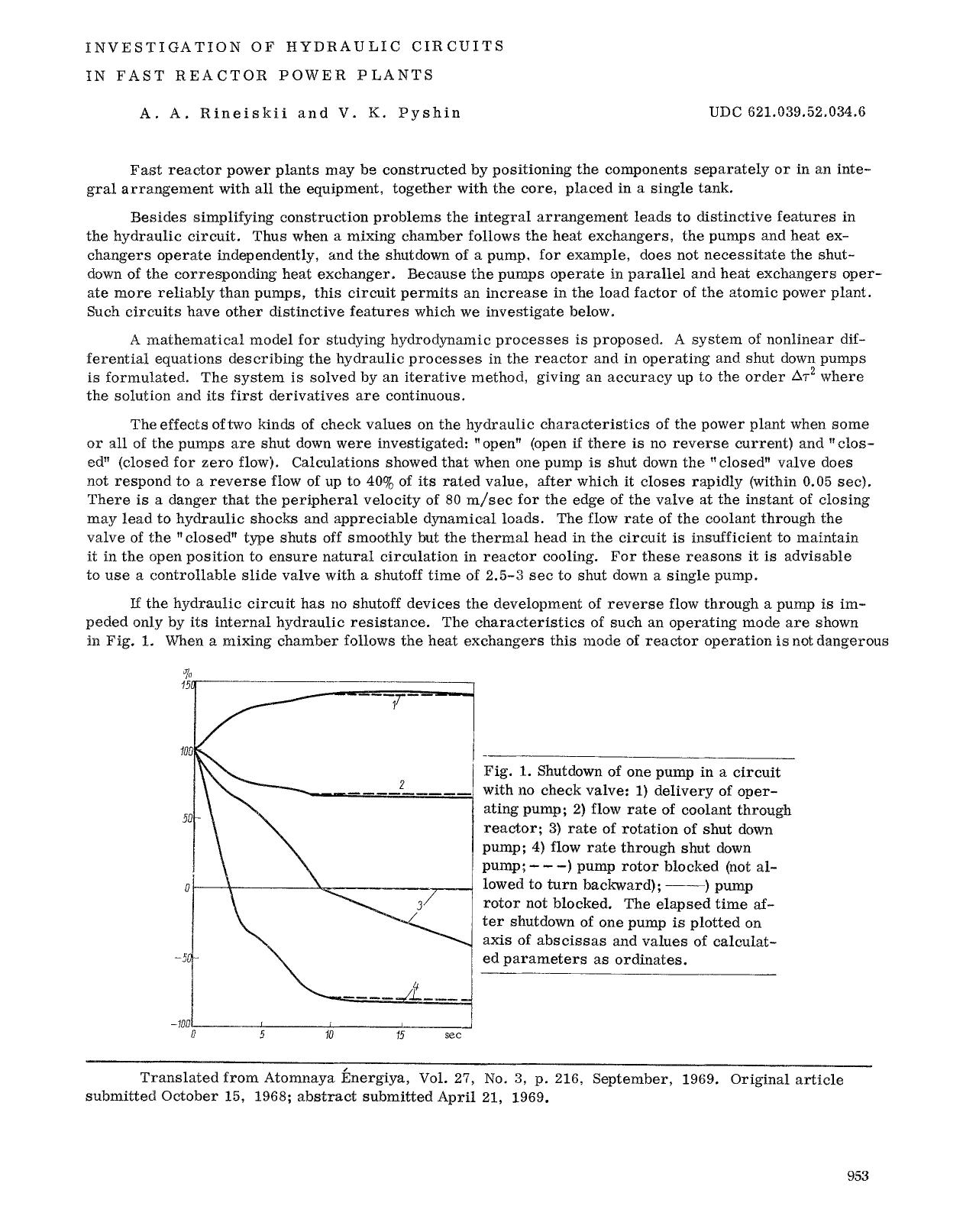 Investigation of hydraulic circuits in fast reactor power plants by Unknown