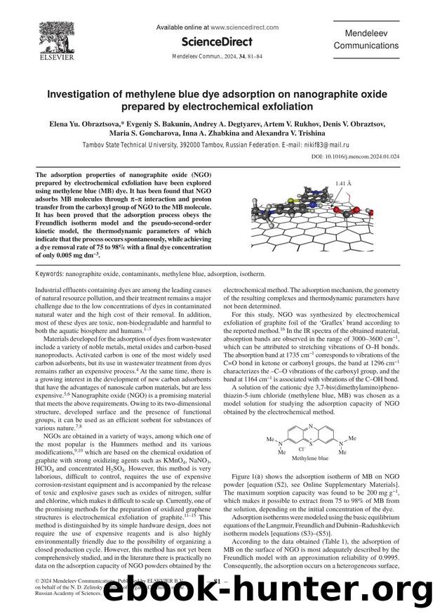 Investigation of methylene blue dye adsorption on nanographite oxide prepared by electrochemical exfoliation by unknow
