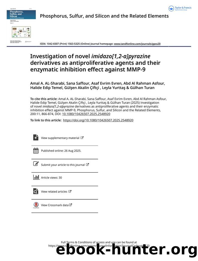 Investigation of novel imidazo[1,2-a]pyrazine derivatives as antiproliferative agents and their enzymatic inhibition effect against MMP-9 by unknow
