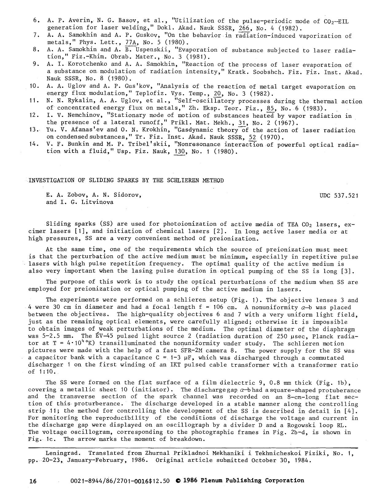 Investigation of sliding sparks by the schlieren method by Unknown