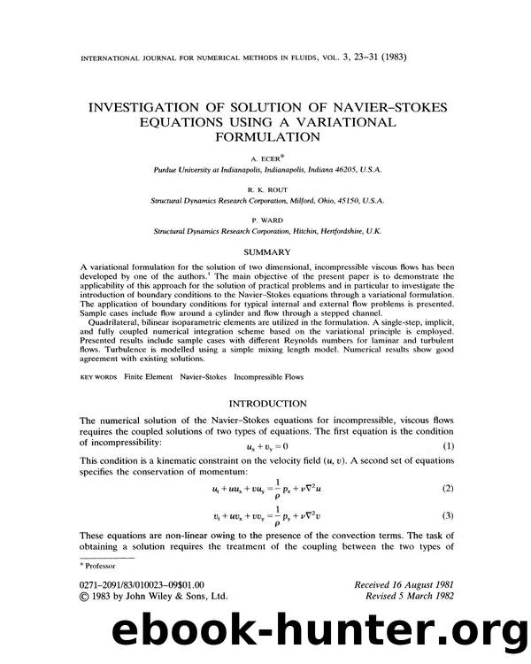 Investigation of solution of Navier-Stokes equations using a variational formulation by Unknown