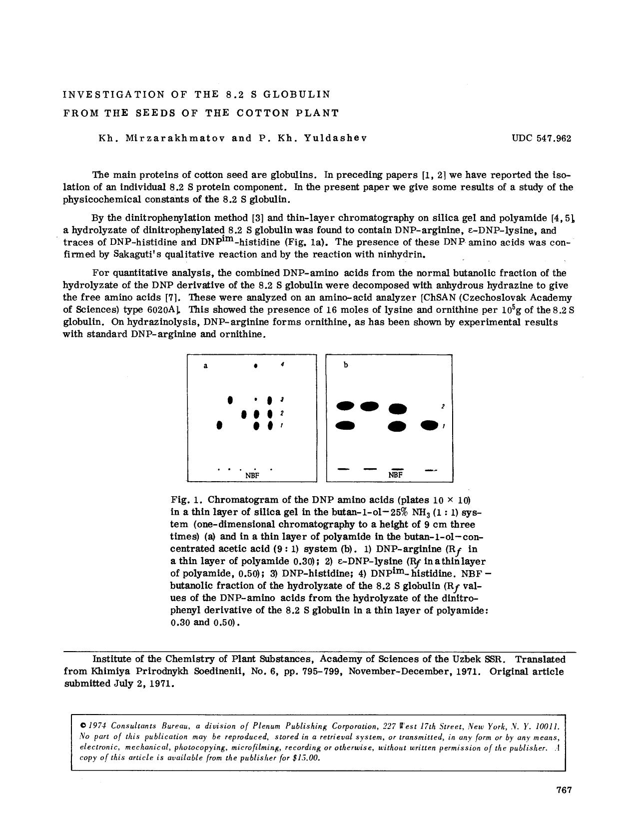 Investigation of the 8.2 S globulin from the seeds of the cotton plant by Unknown
