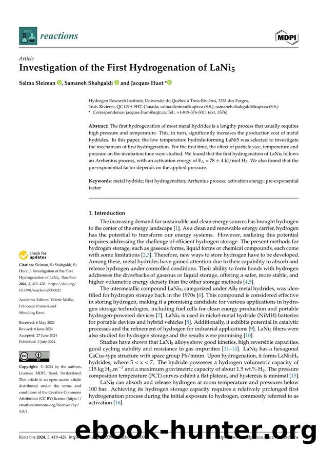 Investigation of the First Hydrogenation of LaNi5 by Salma Sleiman Samaneh Shahgaldi & Jacques Huot