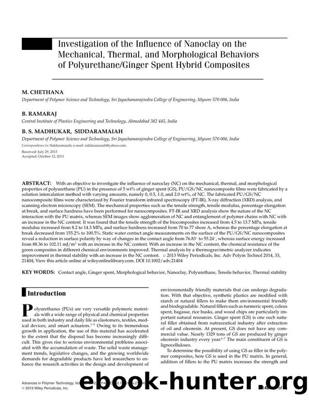 Investigation of the Influence of Nanoclay on the Mechanical, Thermal, and Morphological Behaviors of PolyurethaneGinger Spent Hybrid Composites by Blackwell Medical