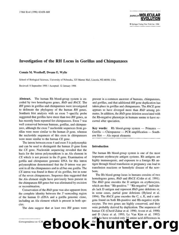 Investigation of the RH locus in gorillas and chimpanzees by Unknown