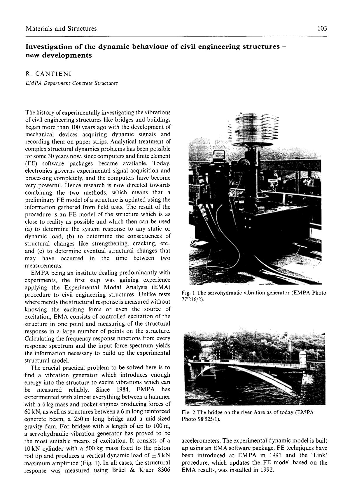 Investigation of the dynamic behaviour of civil engineering structures&#x2014;new developments by Unknown