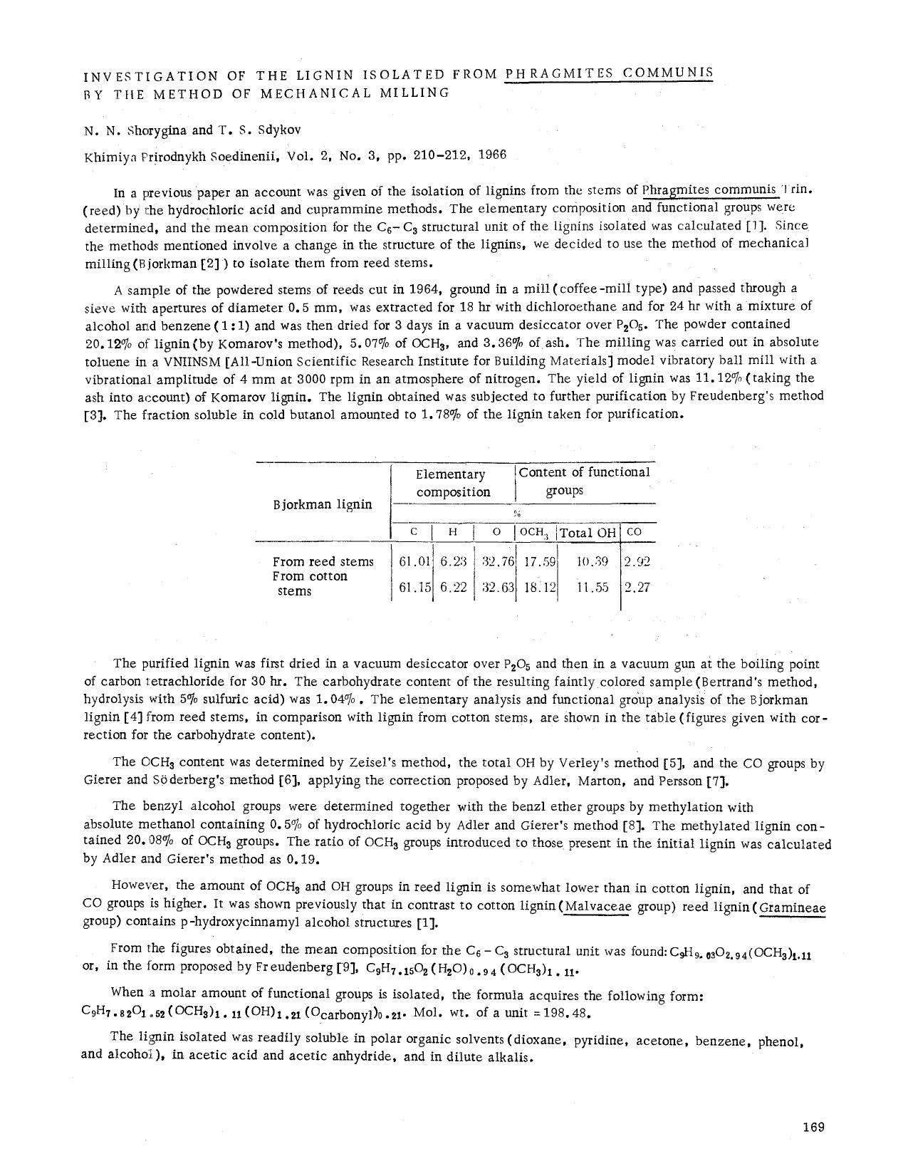 Investigation of the lignin isolated from <Emphasis Type="Underline">Phragmites communis <Emphasis> by the method of mechanical milling by Unknown