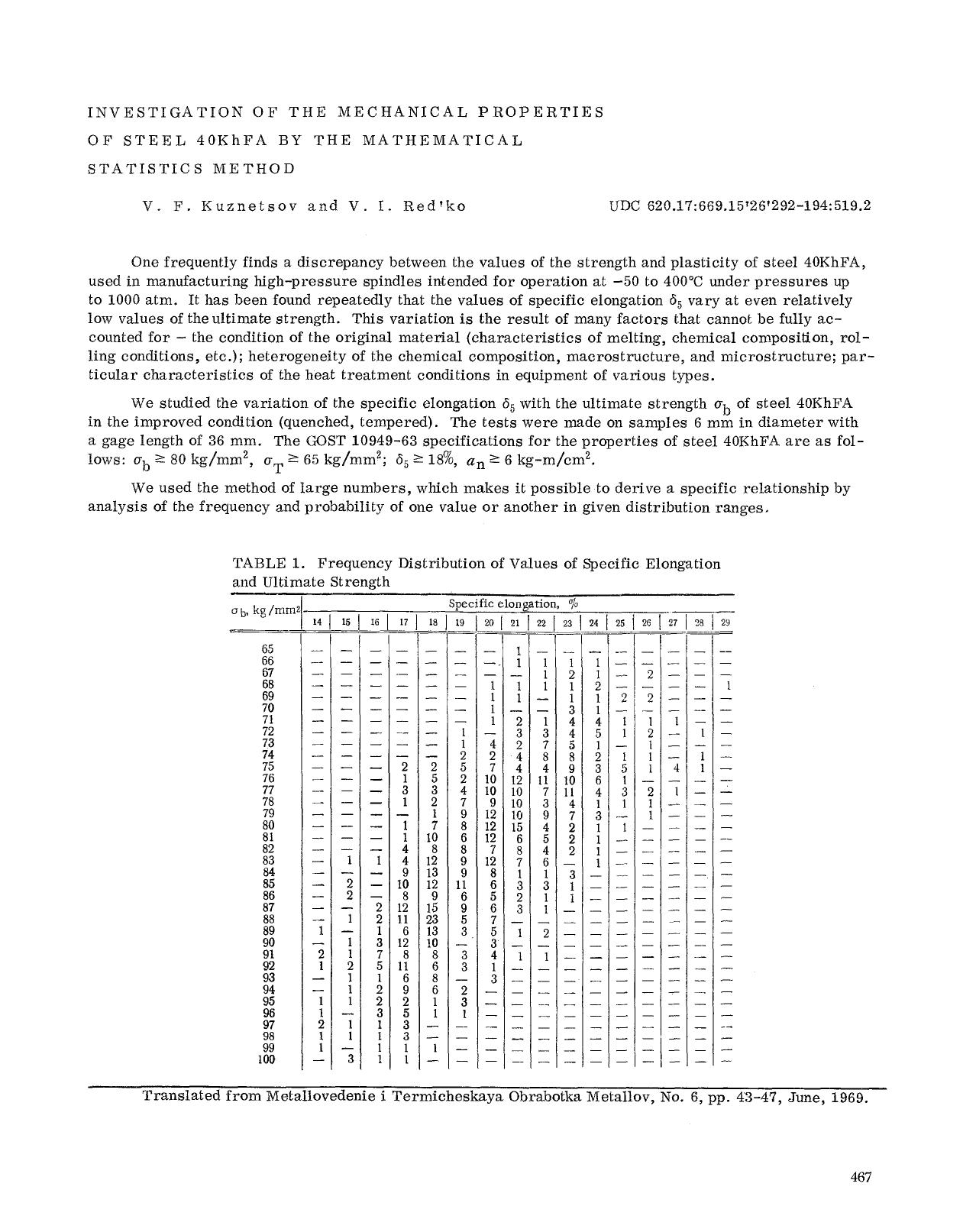 Investigation of the mechanical properties of steel 40KhFA by the mathematical statistics method by Unknown