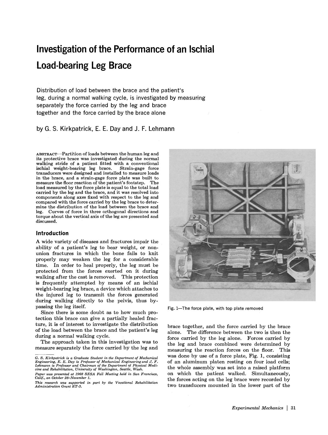 Investigation of the performance of an ischial load-bearing leg brace by Unknown