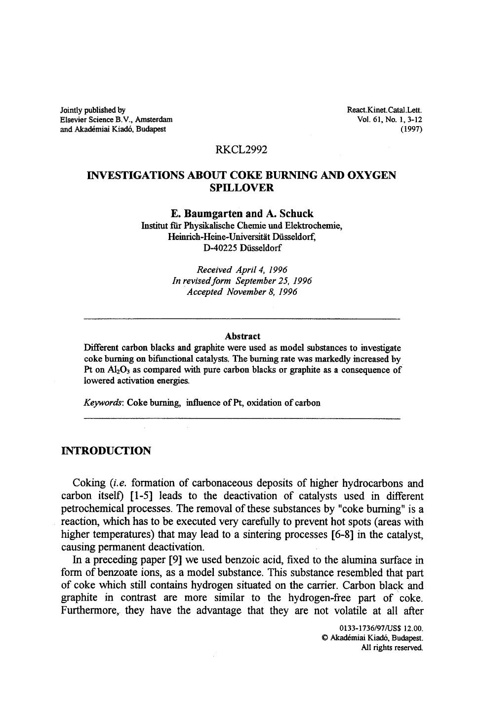 Investigations about coke burning and oxygen spillover by Unknown
