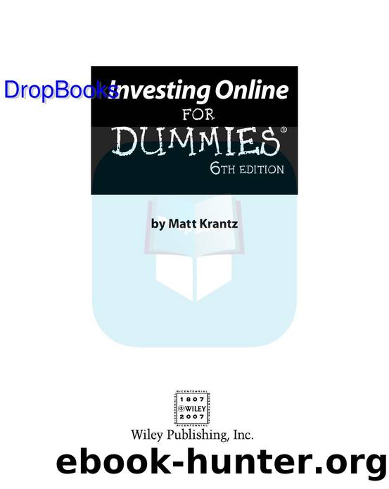 Investing Online for Dummies ISBN by 0470228024 DropBooks APP