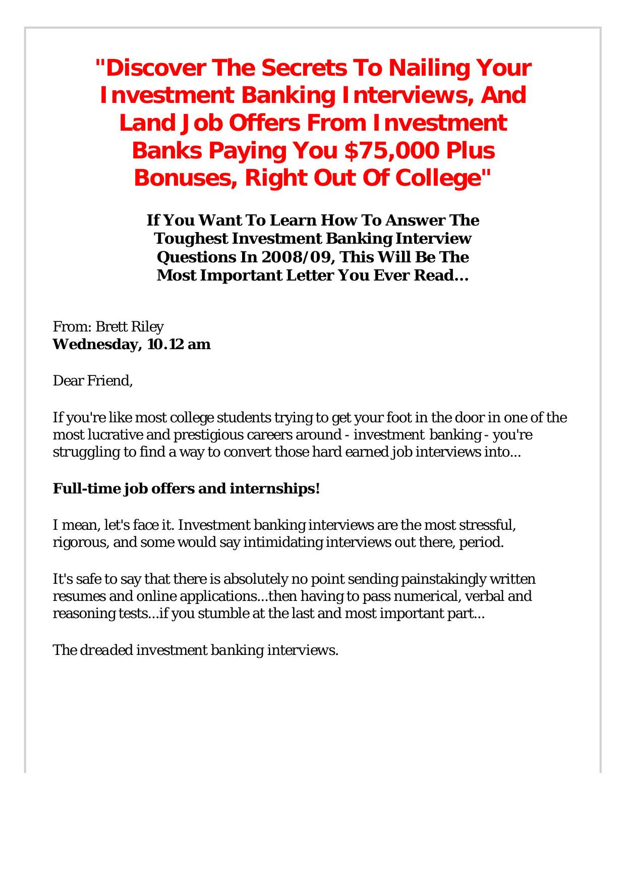 Investment Banking Interview Guide. by Best of Kuszter's Collection