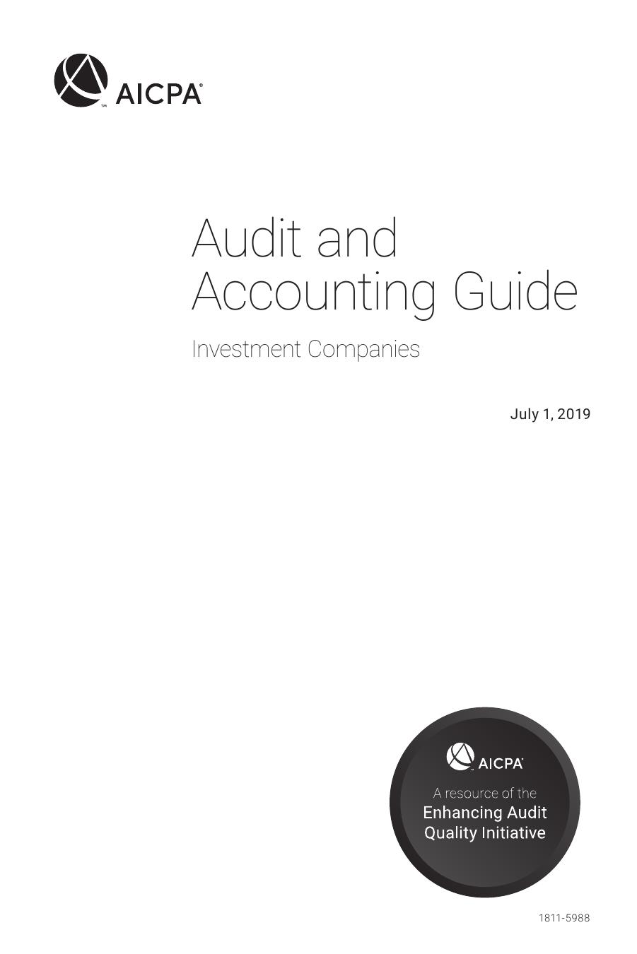 Investment Companies, 2019 by AICPA