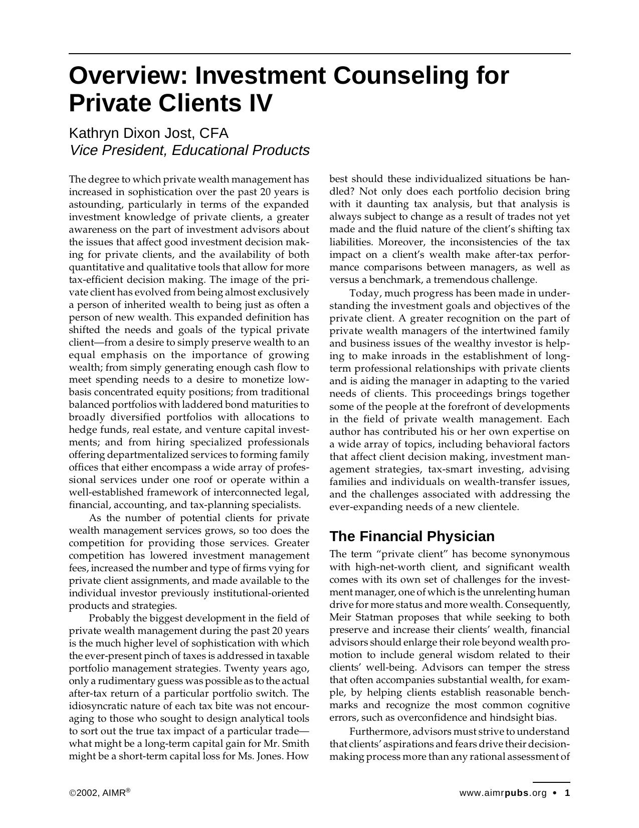 Investment Counseling for Private Clients IV by Lori R. Runquist