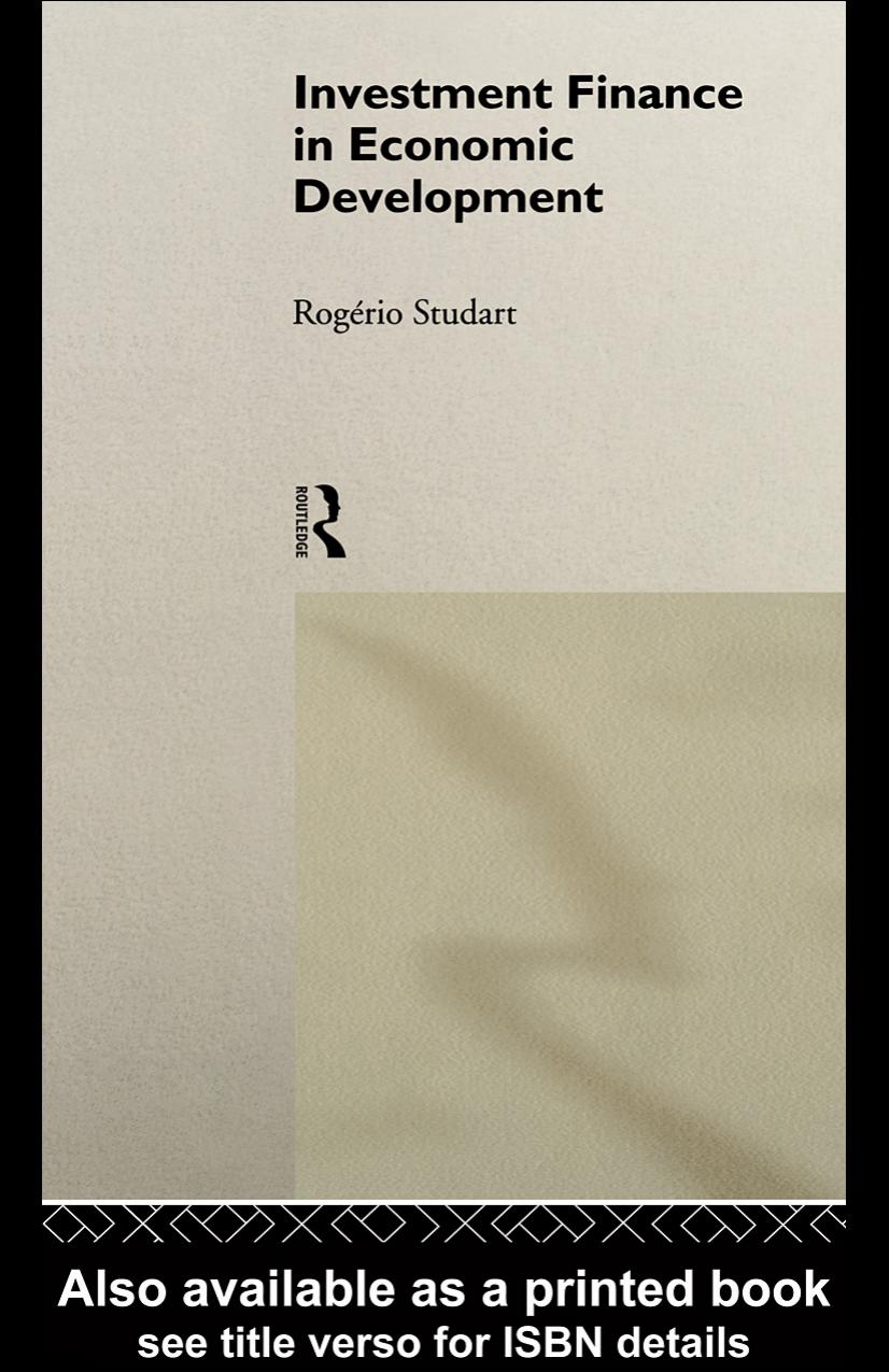 Investment Finance in Economic Development by Rogerio Studart