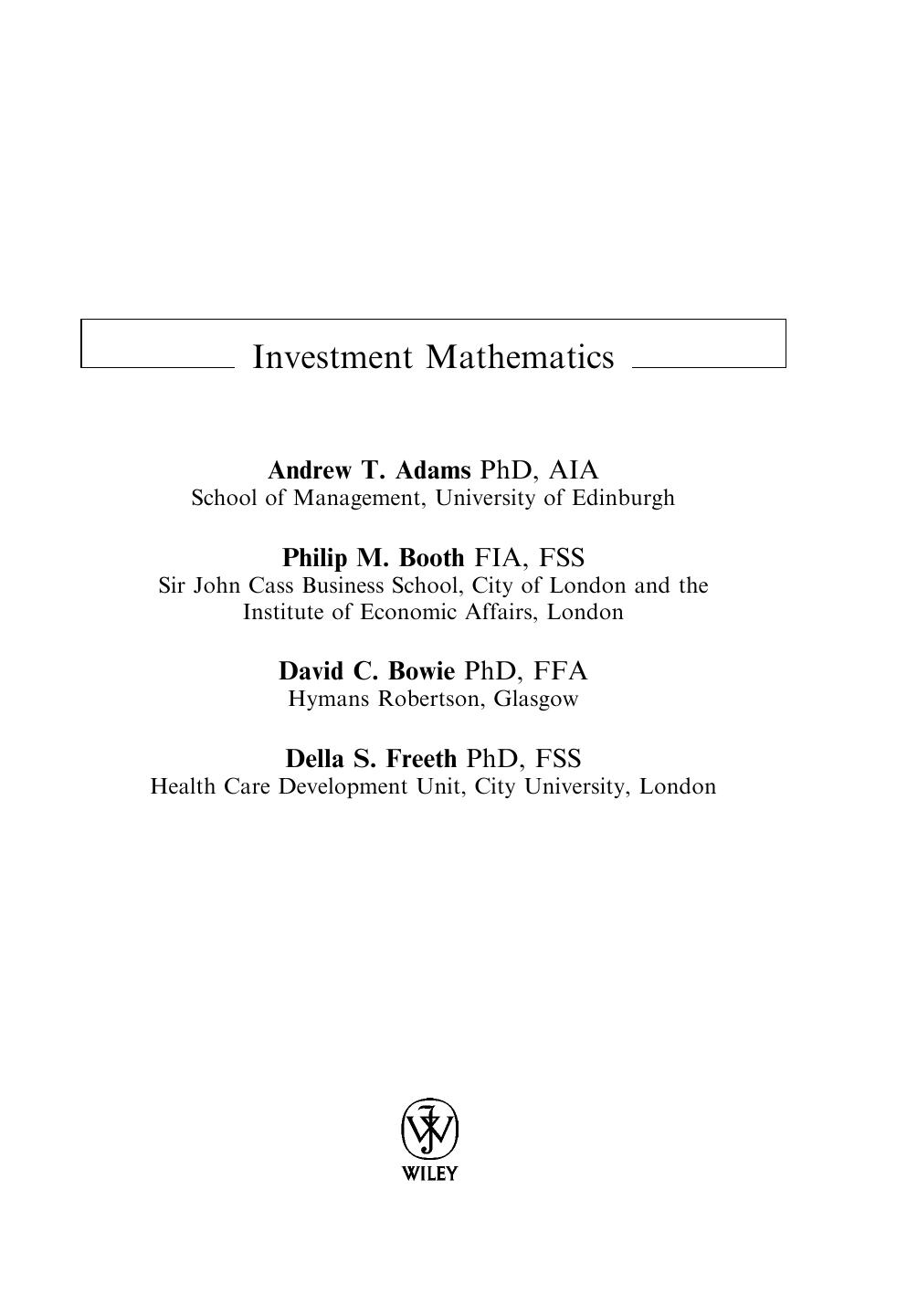 Investment Mathematics by unknow