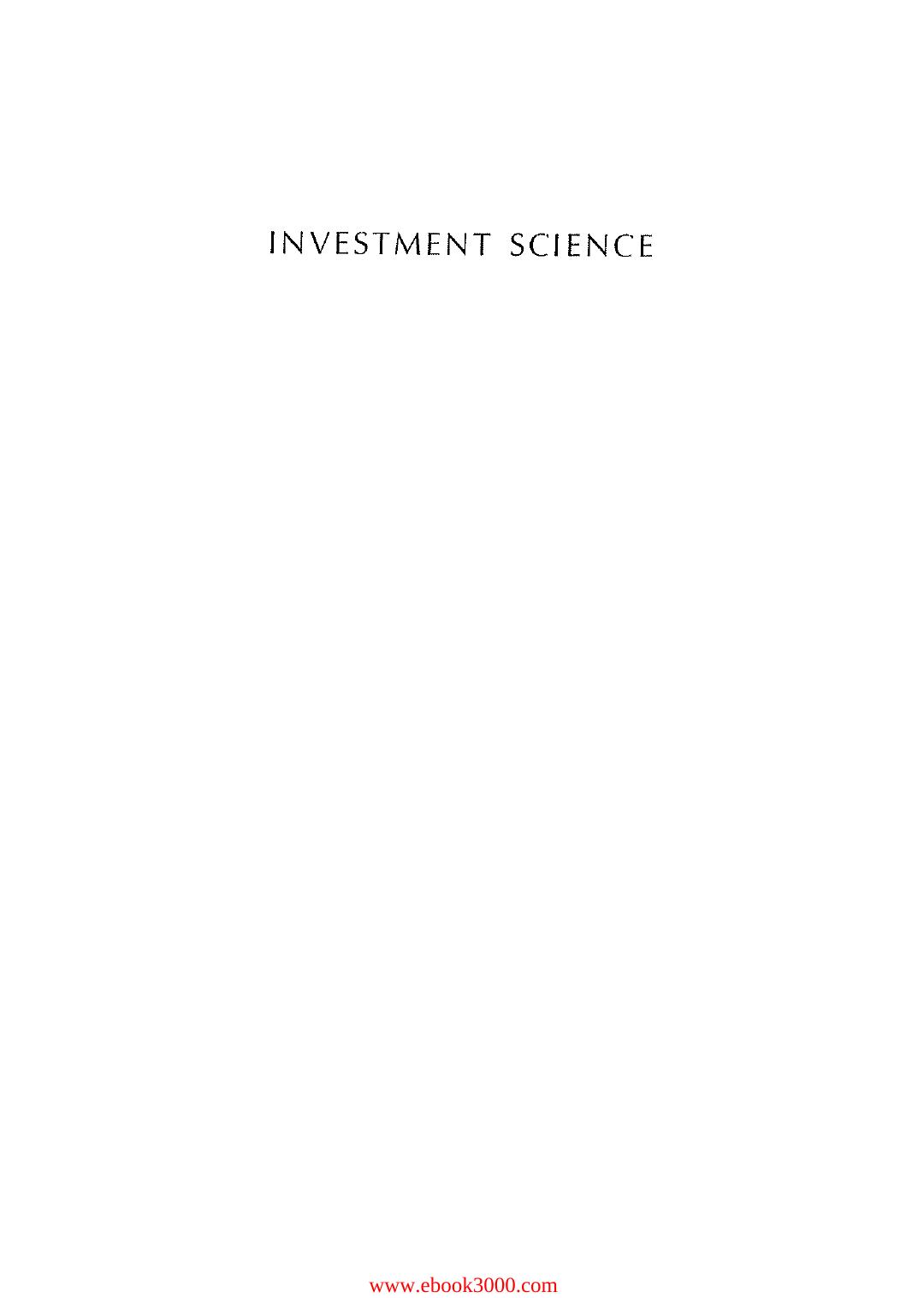 Investment Science by Unknow