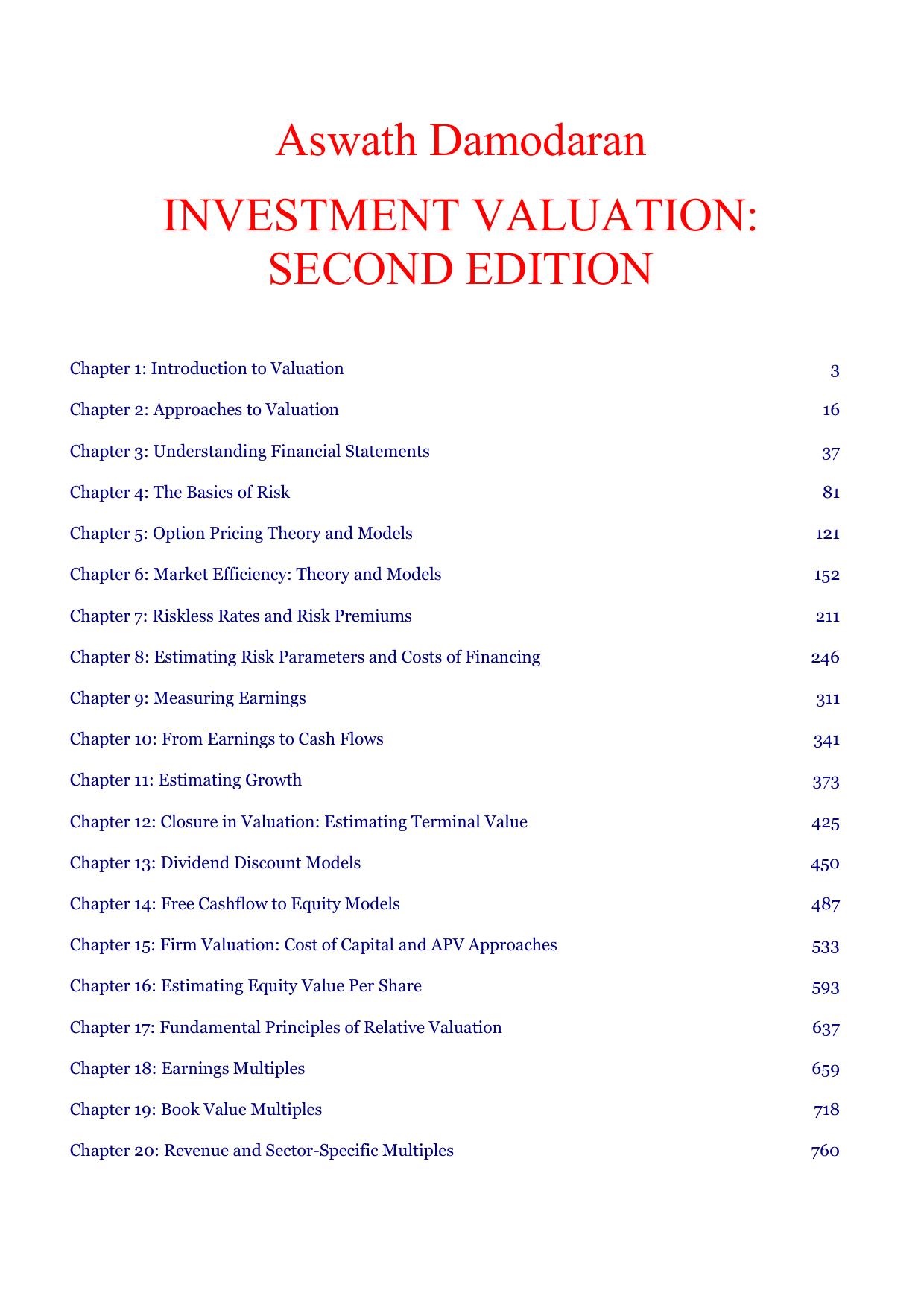 Investment Valuation (2005) by Unknown
