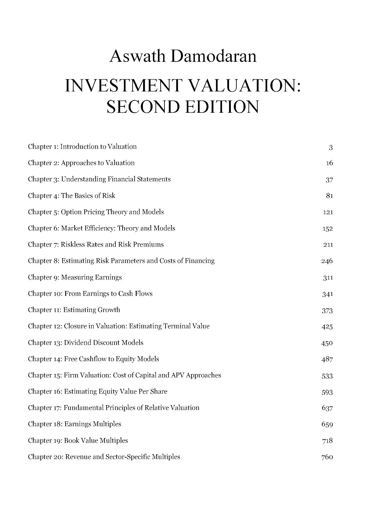 Investment Valuation 2nd Edition University with Investment Set by Aswath Damodaran