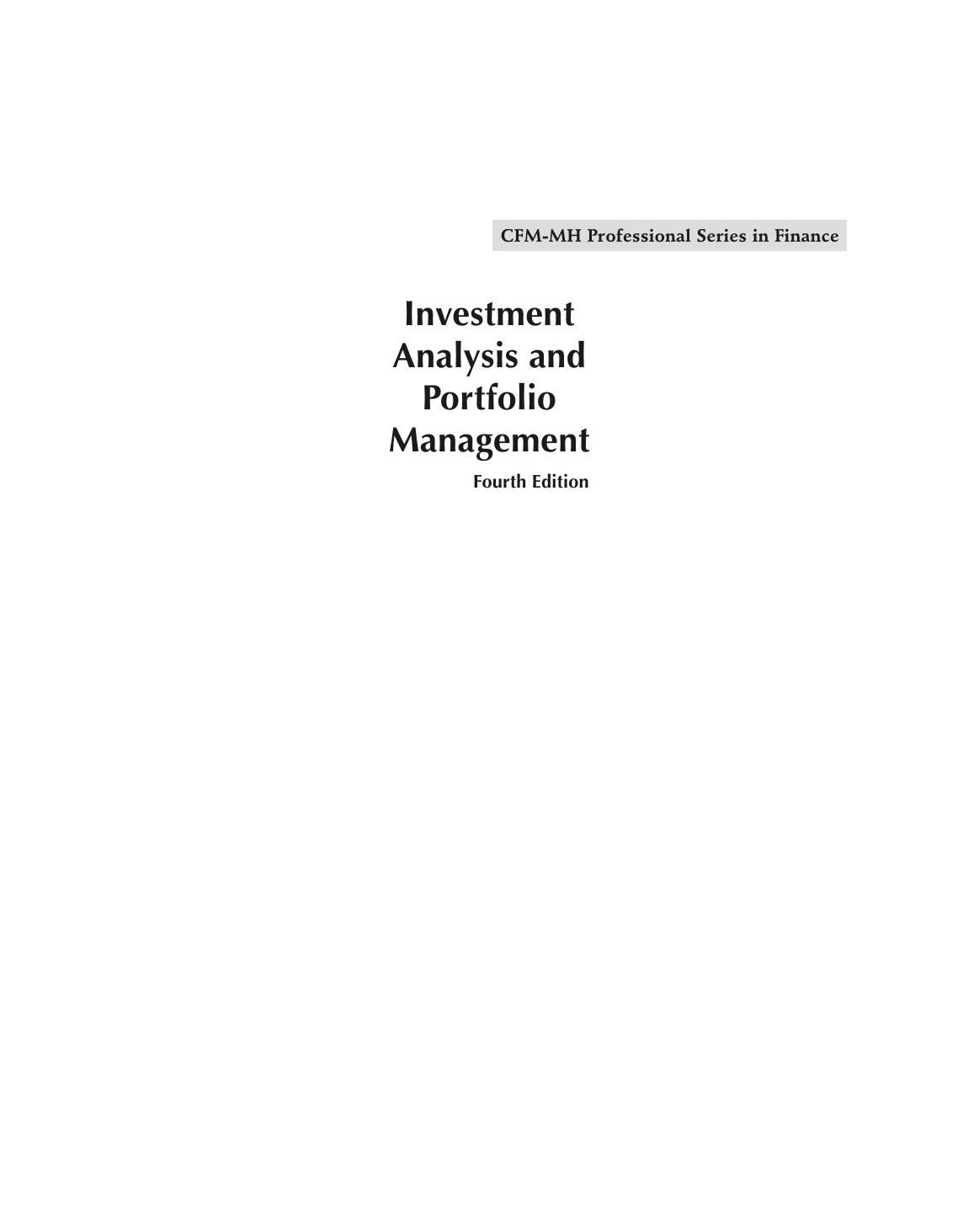 Investment analysis and portfolio management by Chandra Prasanna