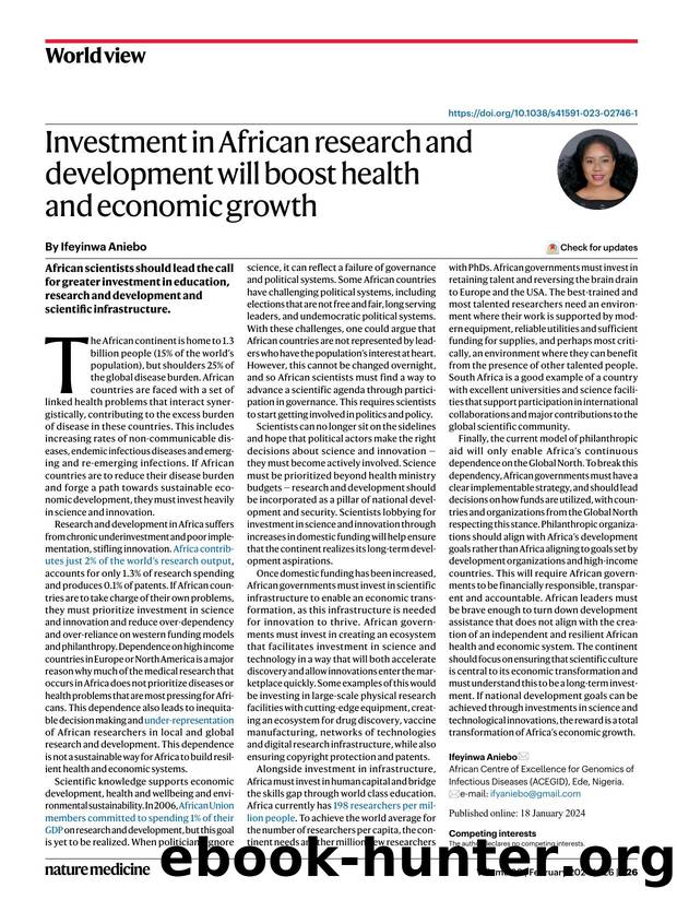 Investment in African research and development will boost health and economic growth by Ifeyinwa Aniebo