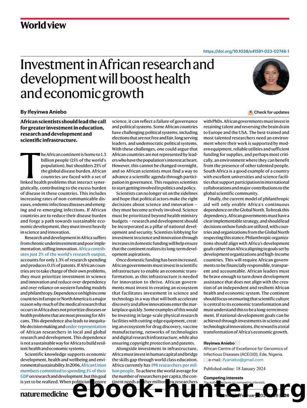 Investment in African research and development will boost health and economic growth by Ifeyinwa Aniebo