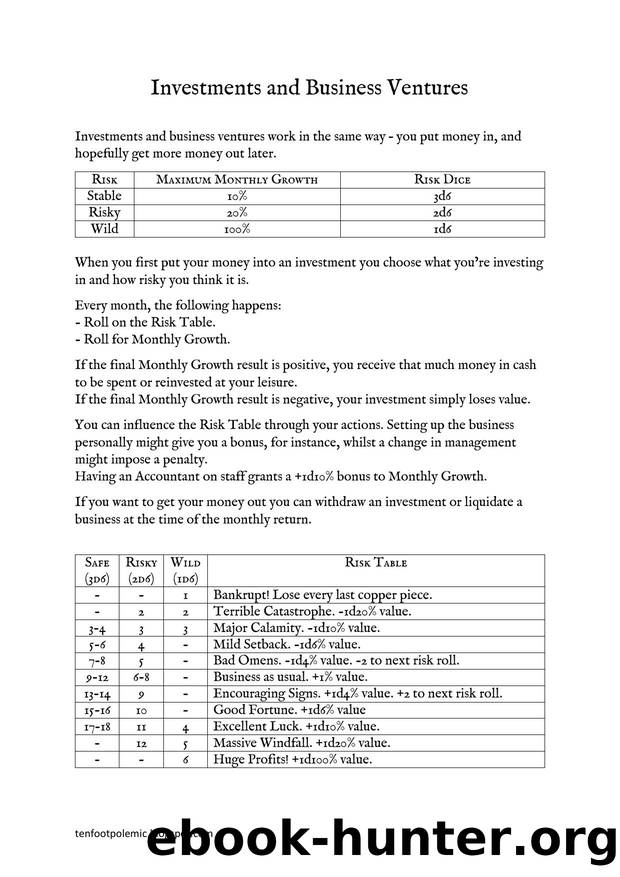 Investments & Business Ventures (LotFP) by Unknown