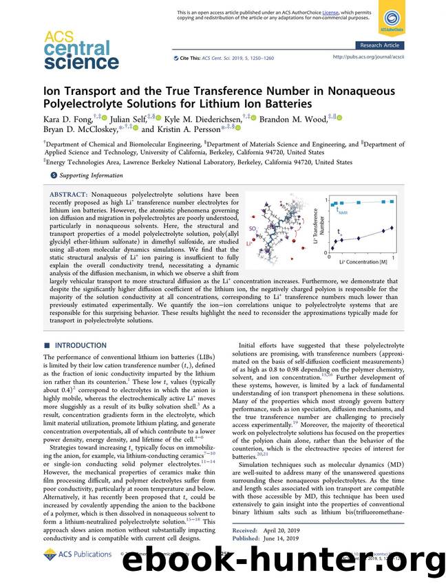 Ion Transport and the True Transference Number in Nonaqueous Polyelectrolyte Solutions for Lithium Ion Batteries by unknow