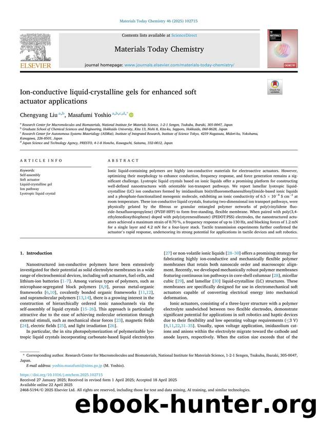 Ion-conductive liquid-crystalline gels for enhanced soft actuator applications by Chengyang Liu & Masafumi Yoshio