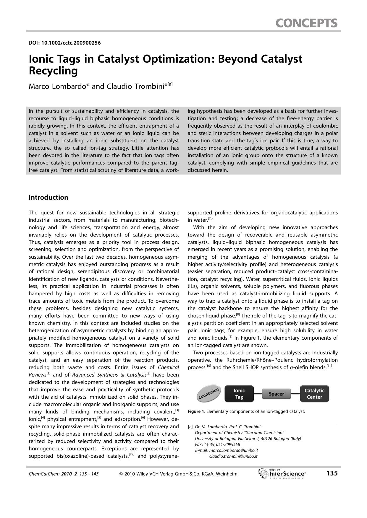 Ionic Tags in Catalyst Optimization: Beyond Catalyst Recycling by Unknown