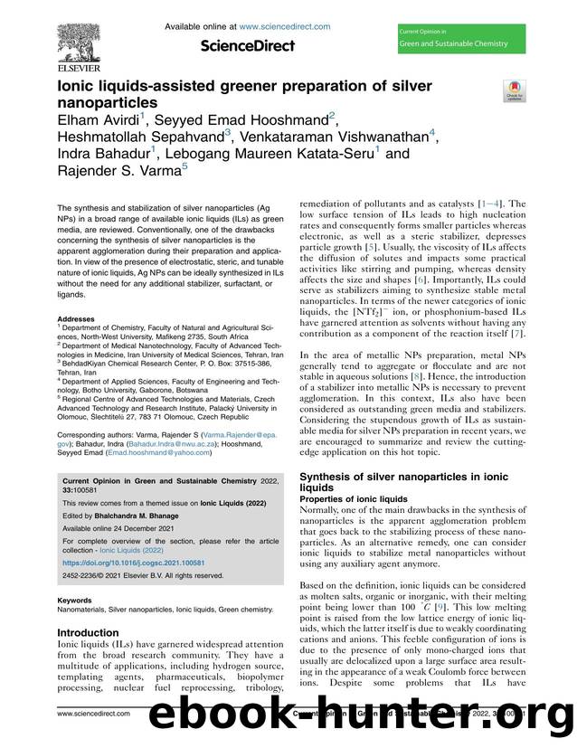 Ionic liquids-assisted greener preparation of silver nanoparticles by unknow